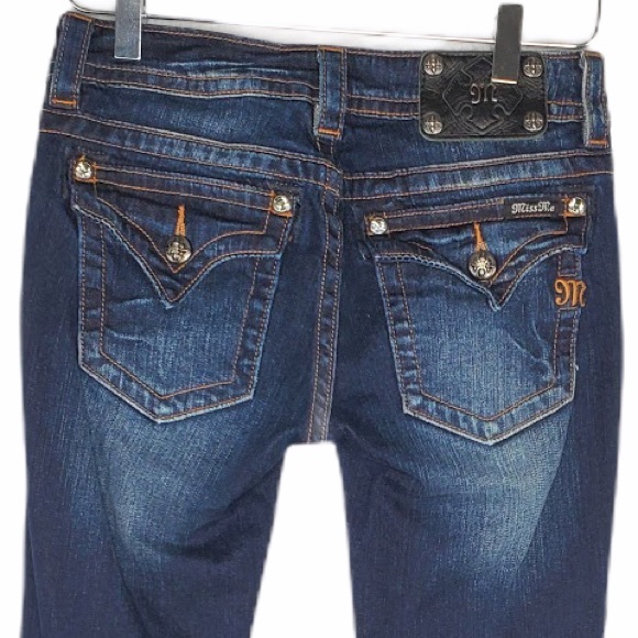 Miss Me Bootcut Jeans Dark Wash Signature Rise Embellished Pockets 27 - Picture 2 of 10